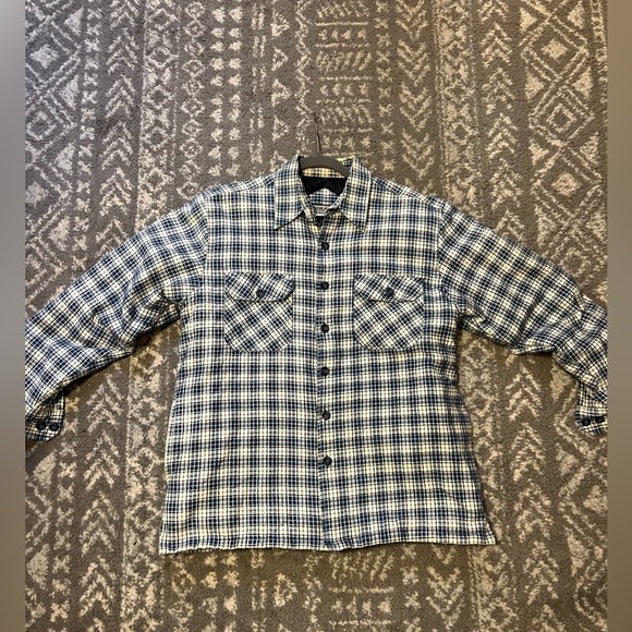 Y.U.M.A. men’s Blue White Plaid insulated Button-Up Shirt jacket size L (O122) - Picture 7 of 8